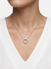 925 Sterling Silver Romantic Double Heart CZ Necklace for Women
