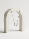 925 Sterling Silver Romantic Double Heart CZ Necklace for Women