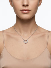 925 Sterling Silver Romantic Double Heart CZ Necklace for Women