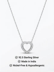925 Sterling Silver Romantic Double Heart CZ Necklace for Women