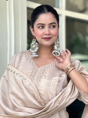 Champagne Zahra Embroidered Festive Set