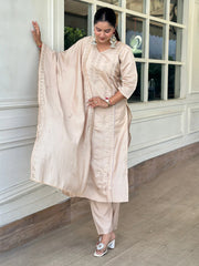 Champagne Zahra Embroidered Festive Set