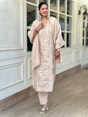 Champagne Zahra Embroidered Festive Set