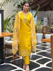 Sunburst Mustard Embroidered Festive Set
