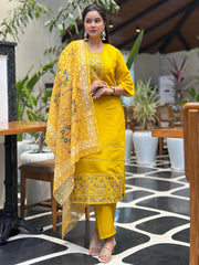 Sunburst Mustard Embroidered Festive Set