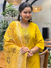 Sunburst Mustard Embroidered Festive Set