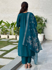 Teal Meher Floral Embroidered Festive Set