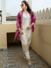 Eshanya Embroidered Chanderi Silk Kurta Set