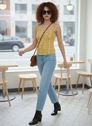 Women Yellow Printed Top