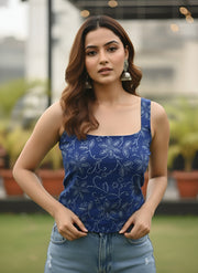Women Blue Printed Top