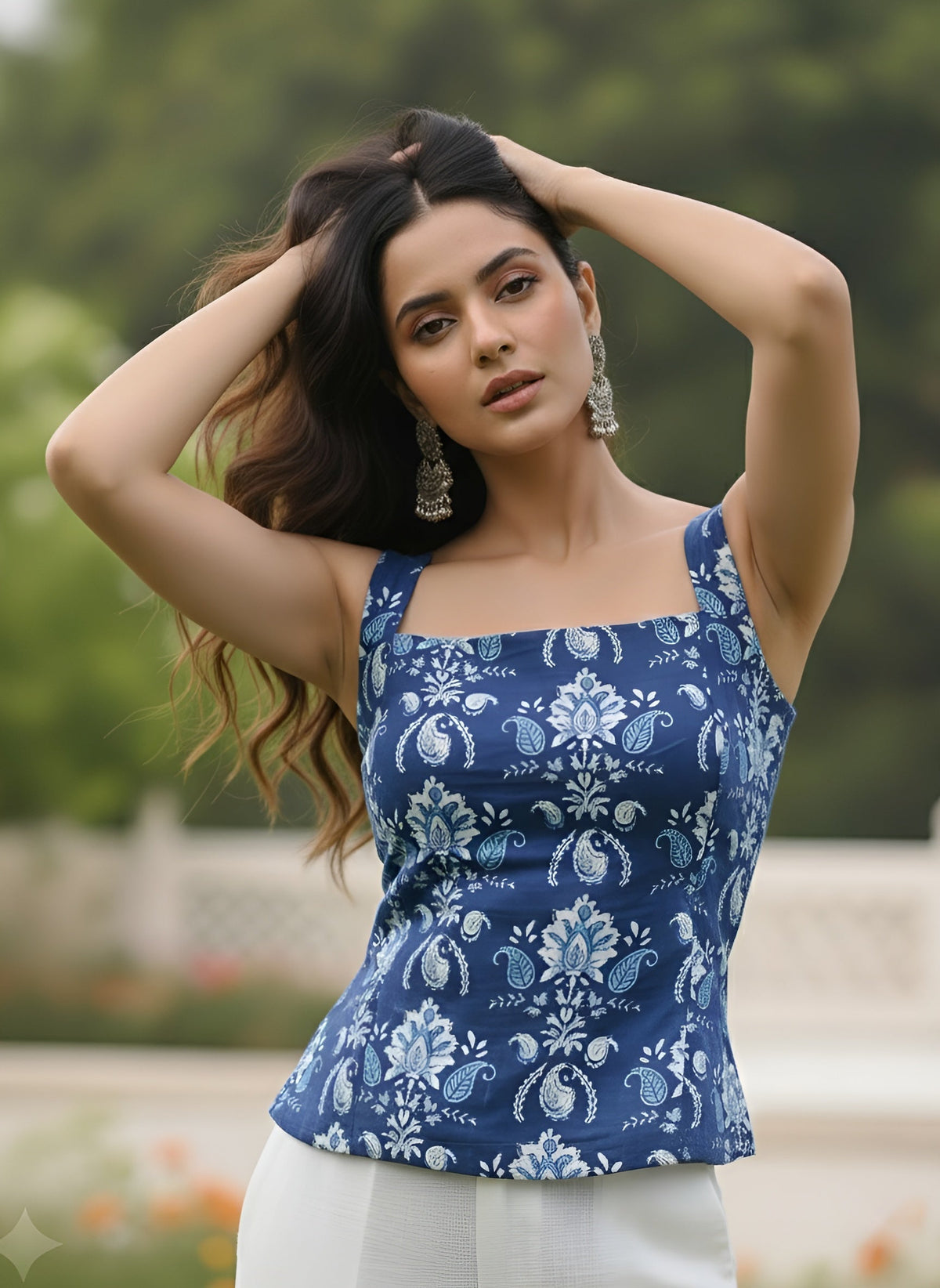Women Blue Printed Top