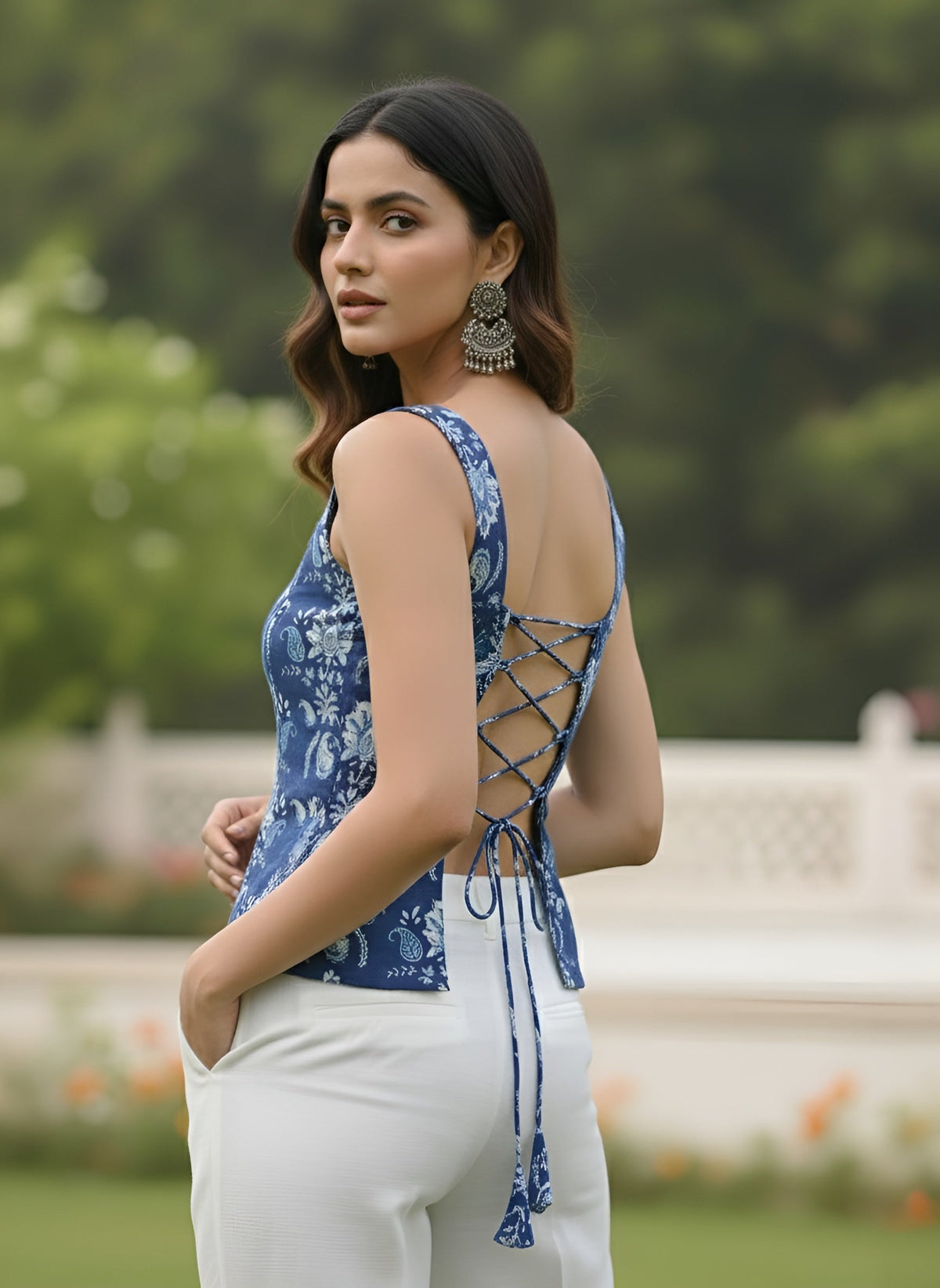 Women Blue Printed Top
