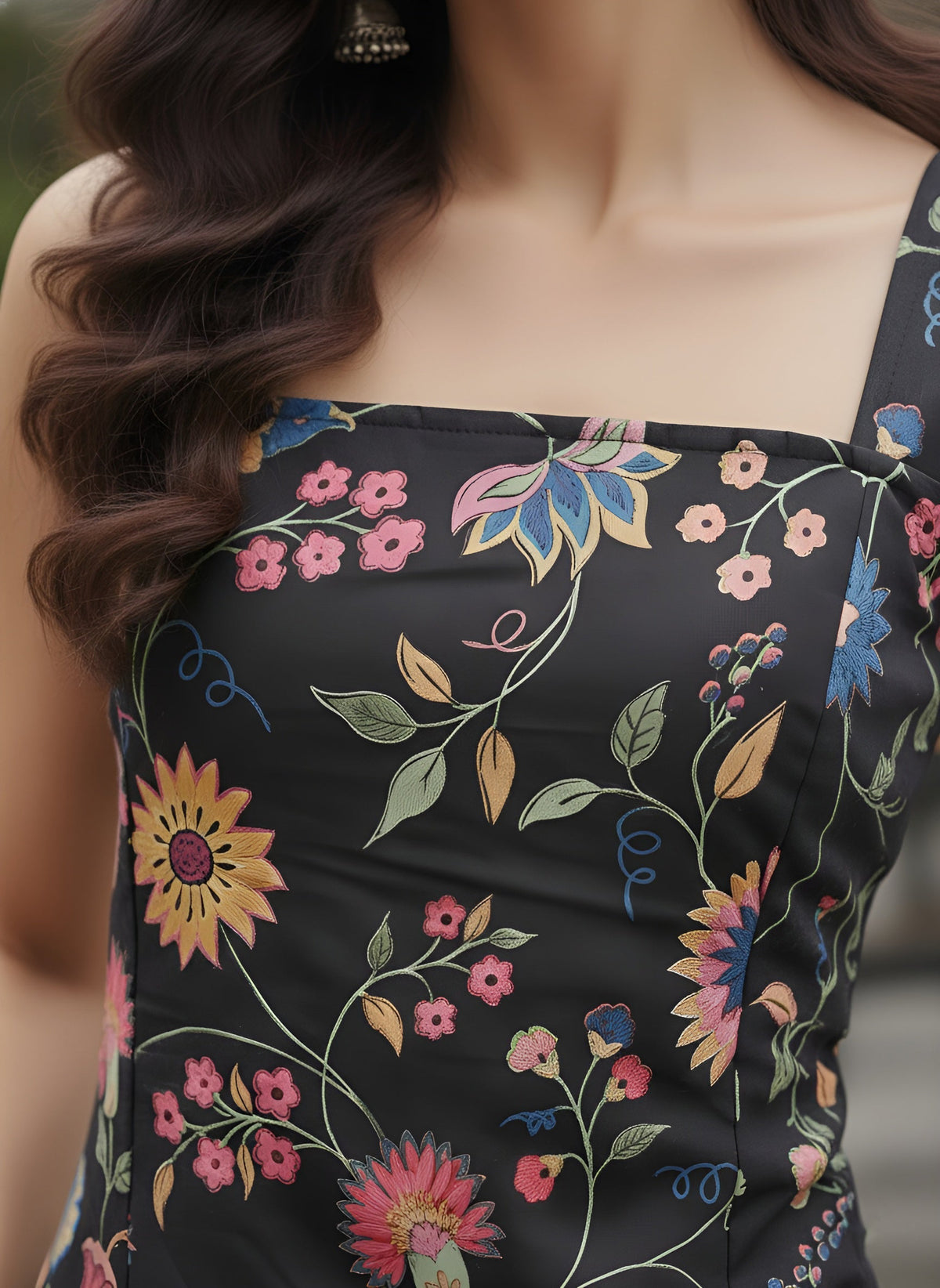 Women Black Printed Stylish Crop Top