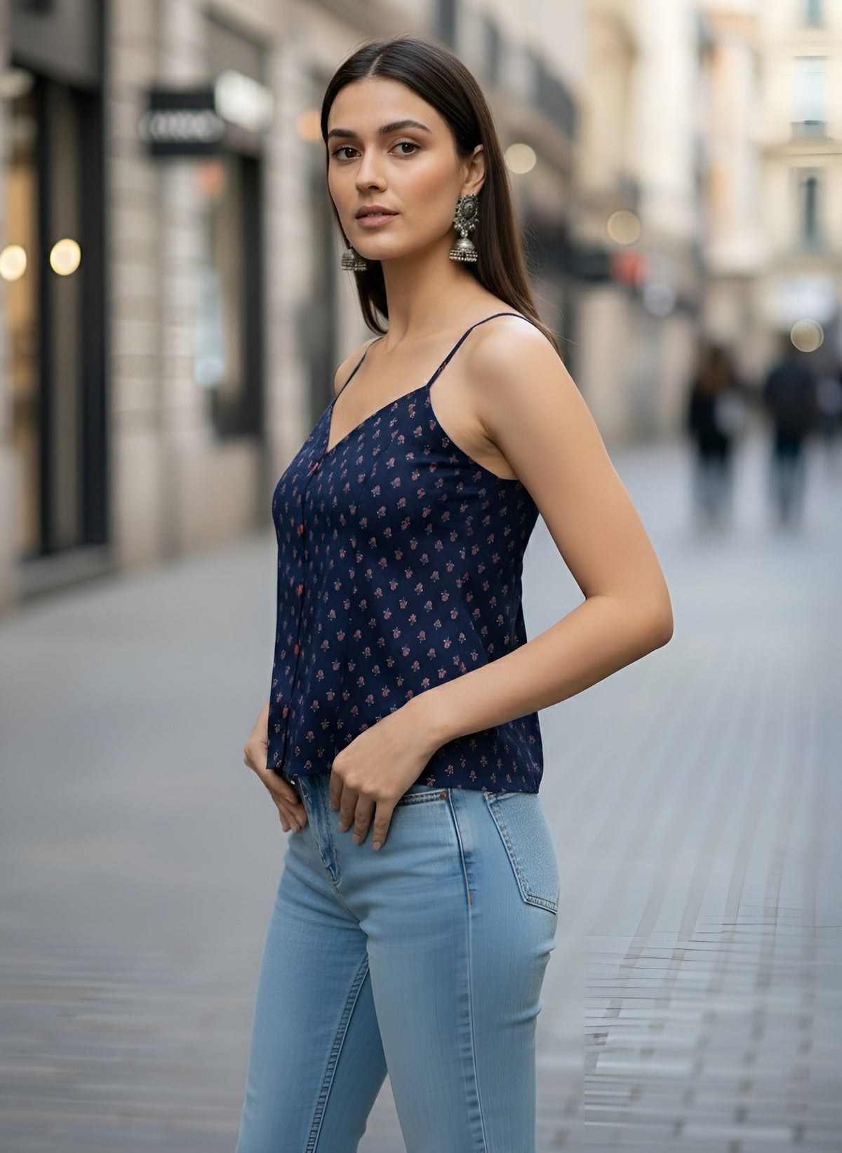 Women Blue Printed Top
