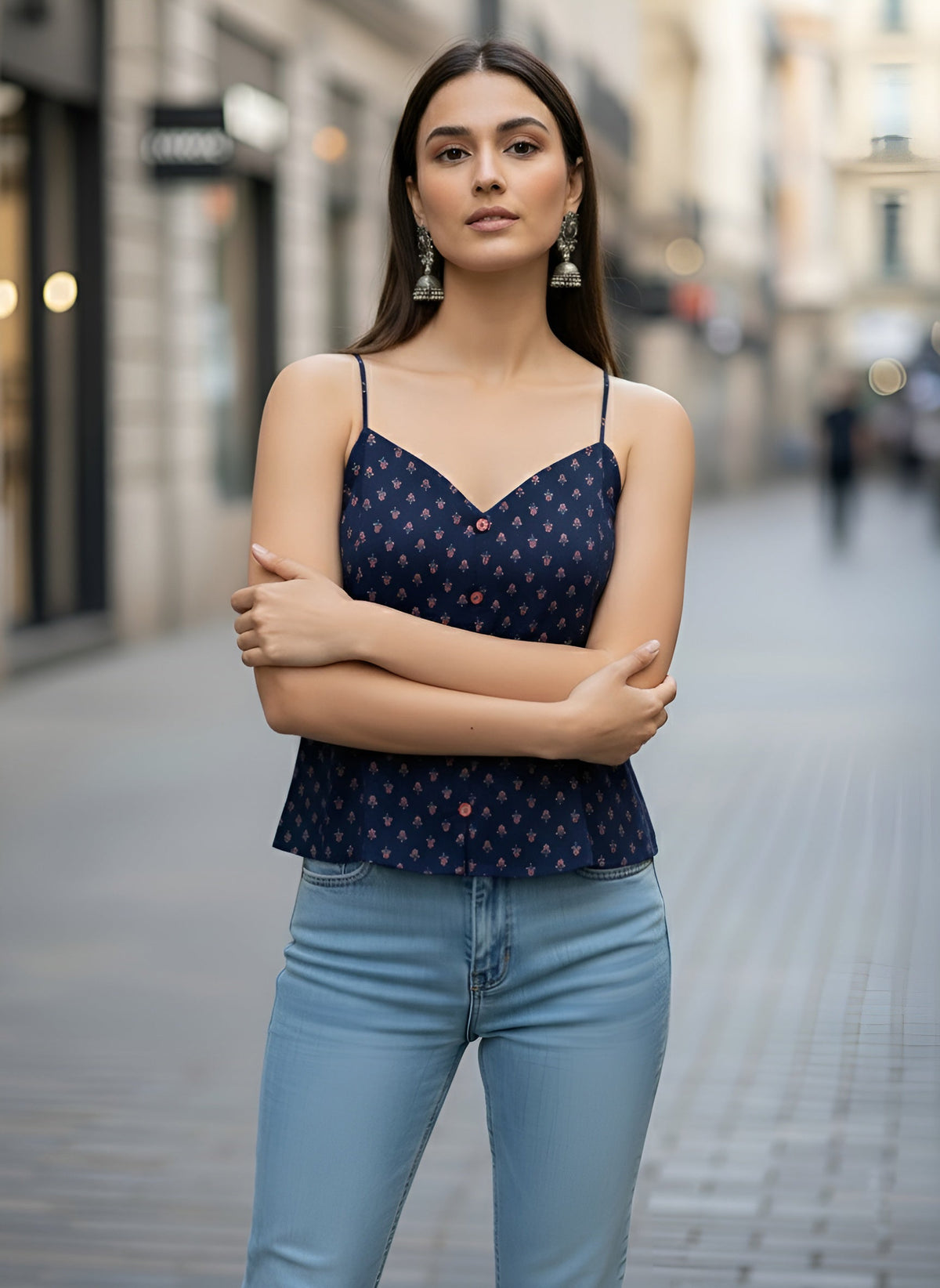 Women Blue Printed Top