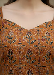 Mustard Printed Crop Top For Girls & Women