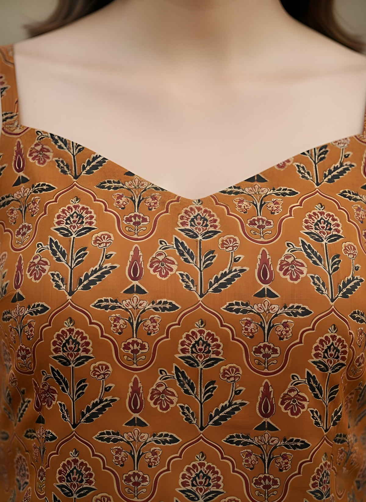 Mustard Printed Crop Top For Girls & Women