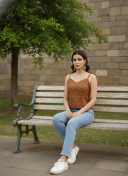 Mustard Printed Crop Top For Girls & Women
