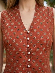 Women Rust Printed Top