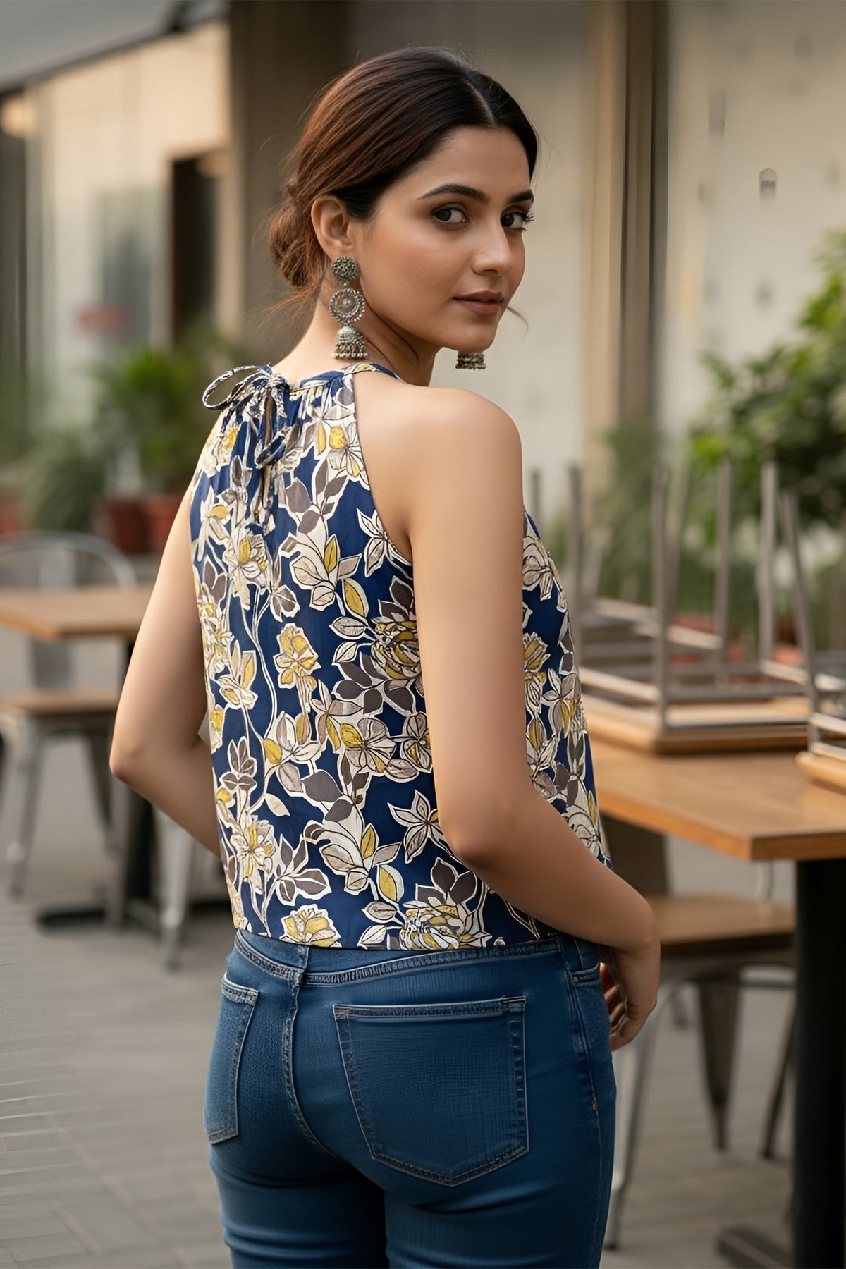 Women Blue Printed Top