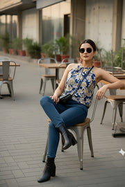 Women Blue Printed Top
