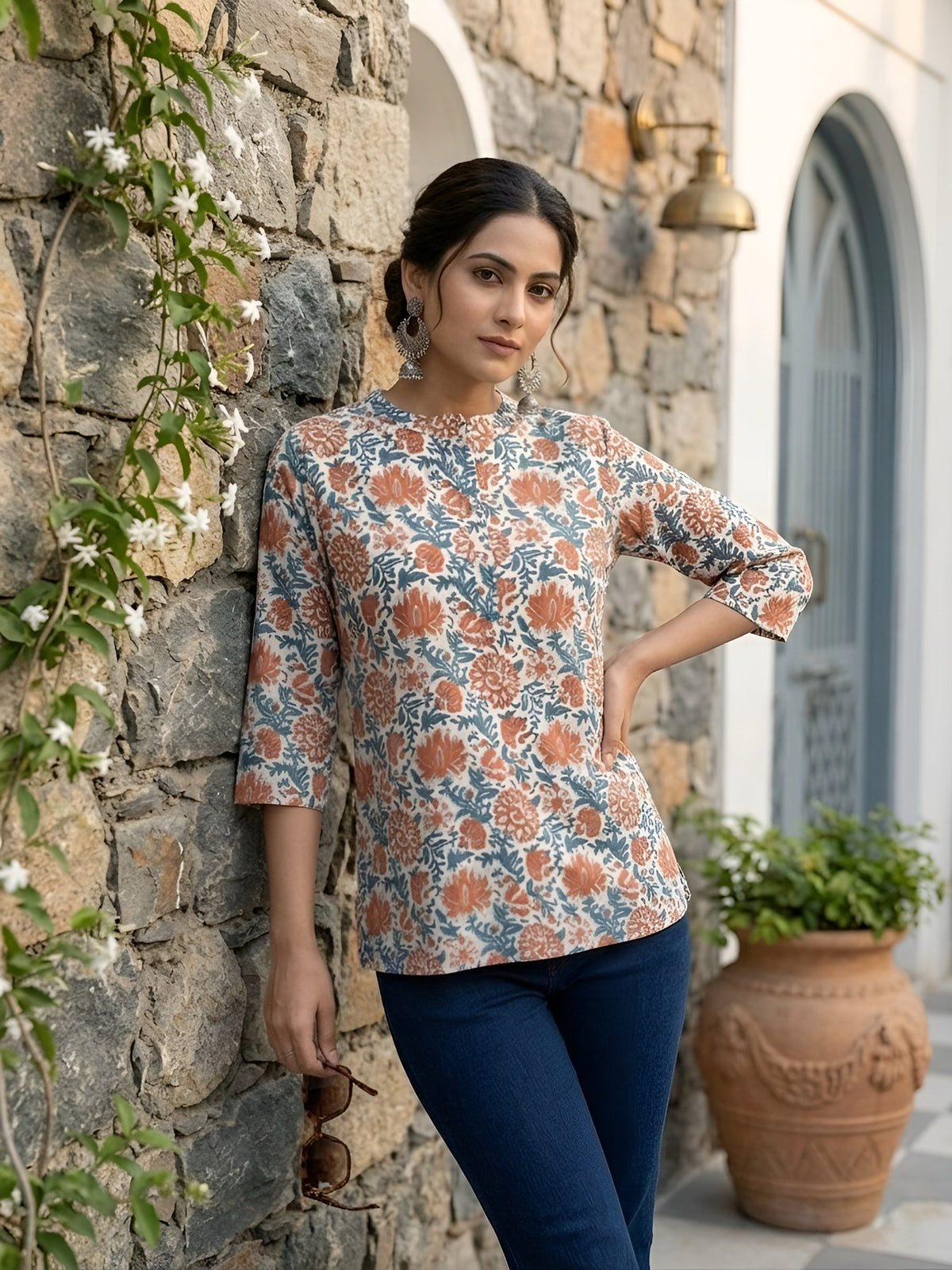 Women White Printed Straight Tunic