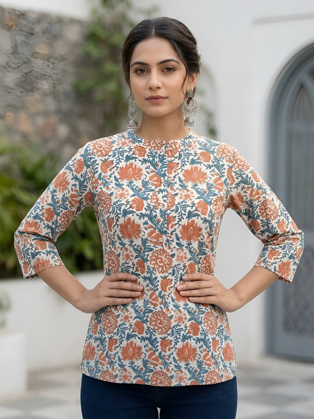 Women White Printed Straight Tunic