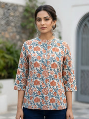 Women White Printed Straight Tunic
