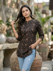 Women Black Printed Straight Tunic