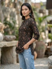 Women Black Printed Straight Tunic