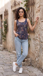 Women Blue Printed Top
