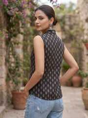 Women Black Printed Top