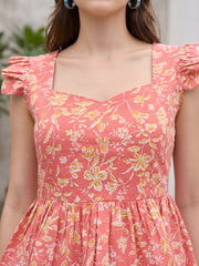 Peach Floral Printed Top for Women