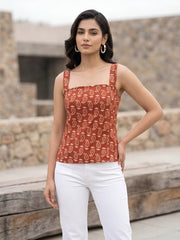 Women Rust Printed Top