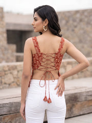 Women Rust Printed Top