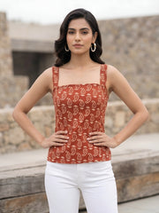 Women Rust Printed Top
