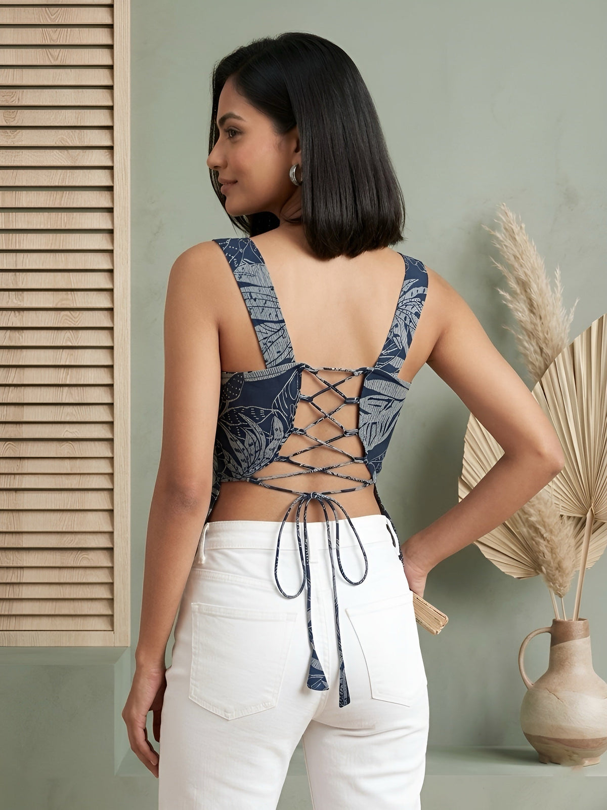 Women Blue Printed Top