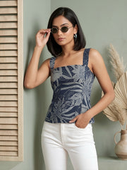 Women Blue Printed Top