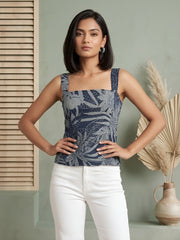 Women Blue Printed Top