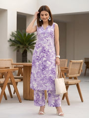 Purple Printed  Co-ords set for Women