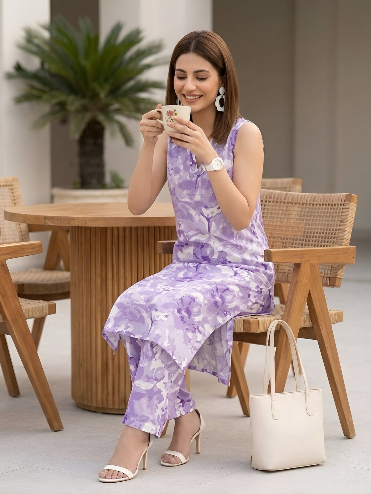 Purple Printed  Co-ords set for Women