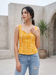Women Yellow Printed Top
