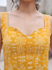 Women Yellow Printed Top