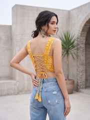 Women Yellow Printed Top