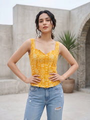 Women Yellow Printed Top