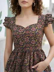 Women Black Printed Stylish Crop Top