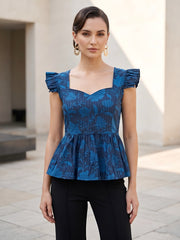 Women Blue Printed Stylish Crop Top