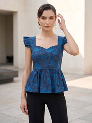 Women Blue Printed Stylish Crop Top