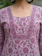 Women Lavender Printed Straight Tunic