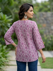 Women Lavender Printed Straight Tunic